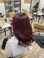 アジールヘア 所沢プロペ通り店(agir hair)&nbsp;チェリーレッドデザインカラーレイヤーカットケアブリーチ所沢
