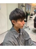 ブルーグレージュ×大人マッシュ