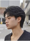 渋谷スパイキーショートカットビジネスヘア短髪フェザーパーマ