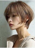 ★グレージュデザインカラーハッシュカットツートンカラーボブ