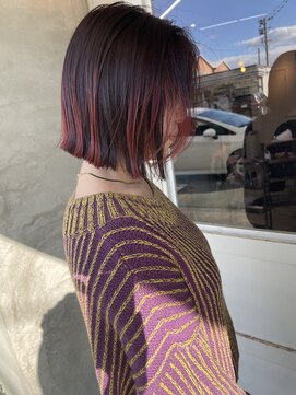 ナイーブヘアデザイン(NAiVE HAIR DESIGN) 【NAiVE HAIR】レッド/ぱつっとボブ