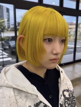 ノートエートル 西金沢(Nought etre) イエローカラー10代20代30代ブリーチカラーボブカット