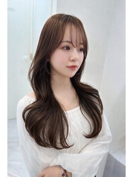 モナ 髪質改善(MONA) 【MONA】ロングレイヤー/くびれ巻き/顔周りカット/ラテカラー