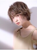 似合わせセミウェットショートパーマベージュグレージュ小顔前髪