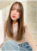 ロングストレート/顔まわりレイヤー/髪質改善/ベージュ/縮毛矯正