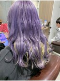 インナーカラー×デザインカラー ショッキングパープル