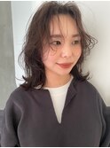 【石河安奈】大人かわいい似合わせくせ毛風パーマかき上げ前髪