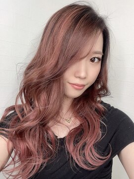 ユートピア(U topia) バレイヤージュ/ピンクカラー/かきあげロング