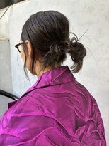 ノス 表参道(NOOS)&nbsp;グレーベージュ黒髪レイヤーロング アッシュブラック前髪パーマ