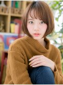 大人ハイライト透け感ツヤ髪前下がりミニボブc5志木10代20代30代