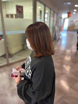 ヘアーワークス ボナ ウニクス店(HAIR WORKS bona) 艶感カラー×髪質改善ケア ハイライト/メッシュ/ボブ