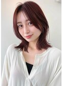 くびれミディ.ピンクカラー.韓国.韓国ヘア.レイヤーカット