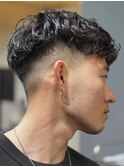 スペインカールメンズマッシュツイストパーマツーブロック