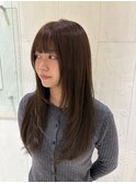 レイヤーカット/顔まわりレイヤー/ヘーゼルグレージュ