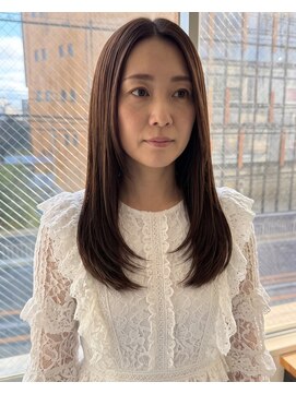 零秒女髪 千里丘店 上品な艶髪まとまりロングストレートカラー髪質改善美髪艶感