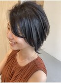 ネイビーグレージュカラーショートウルフ【佐藤和弥】