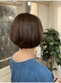 柔らか透明感夏カラー丸みショートボブ40代梅ヶ丘美容室