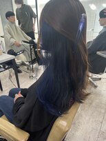 アジールヘア 所沢プロペ通り店(agir hair)&nbsp;インナーカラーブルーアッシュターコイズ所沢