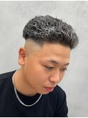 極道パーマ×ホワイトハイライト