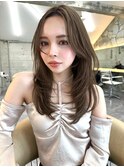 韓国ヘアーハッシュカットレイヤーカットグレージュブリーチ無し