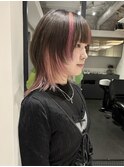 ウルフカット/デザインカラー/ピンク/インナーカラー/ハイライト