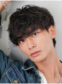 横浜西口シャドウパーマメンズマッシュウルフカット波巻きパーマ