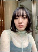 秋色ツヤカラー/顔周りが可愛いミディアムレイヤーボブ