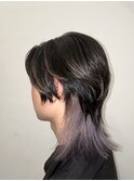 *メンズウルフインナーカラーウルフマッシュセンターパート