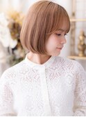 艶髪ミルクティーベージュブリーチなし小顔前下がりボブ30代Te1