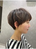 大人可愛い20代30代40代黒髪前下がりショートボブ丸みショート