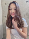 髪質改善　韓国風　前髪カット　小顔ベージュカラー