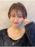 小顔補正カットショートボブ 丸みショートシースルーバング A611
