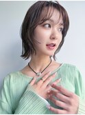 グレージュベージュショートボブショートレイヤーブリーチ学割