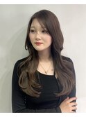 エアリーロング韓国レイヤーヨシンモリ透明感アッシュグレージュ