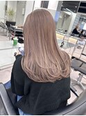 韓国ヘア顔周りレイヤーミルクティーベージュグレージュカラー