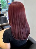 〇チェリーレッド ブリーチなし ダブルカラー 赤髪 ワインレッド