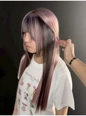 ホワイトピンク　モーヴピンク　インナーカラーブラック