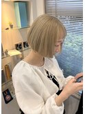 【ブリーチ1回~】ミルクティーベージュカラー/ミニボブ