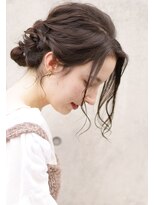 マロンベージュ　Aラインボブ　かきあげロング　ドレスヘア