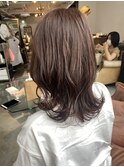 艶感！赤みブラウンカラー×ミディアムレイヤースタイル
