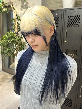 ヲタク(wotaku.) ルーツカラーデザインカラーハイトーンブリーチブロンドブルー