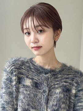 ノラギンザユー(NORA GINZA/U) 丸みショートマッシュコンパクト黒髪ベージュショート前髪あり