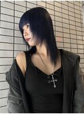ウルフ顔周りレイヤーブルーカラーダークブルーブルーブラック