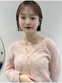 外ハネボブ小顔シースルーサイドバング顔周りベージュブラウン