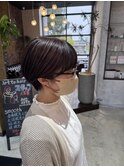 ハイライトピンク/丸みショート/地毛ハイライト