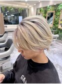 【相模大野カラー】ブロンドバレイヤージュショート