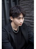 渋谷美容室黒髪センターパートメンズカットパーマk