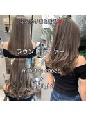 白髪ぼかし極細ハイライトレイヤーミルクティーチョコレート