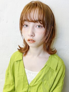 アイティー バイ アルバム 中野店(IT by ALBUM) シースルーバングオレンジヘア_エアリーミディ_7836