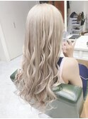 小顔大人可愛いモテ髪薄めバング ベージュカラーロングレイヤー